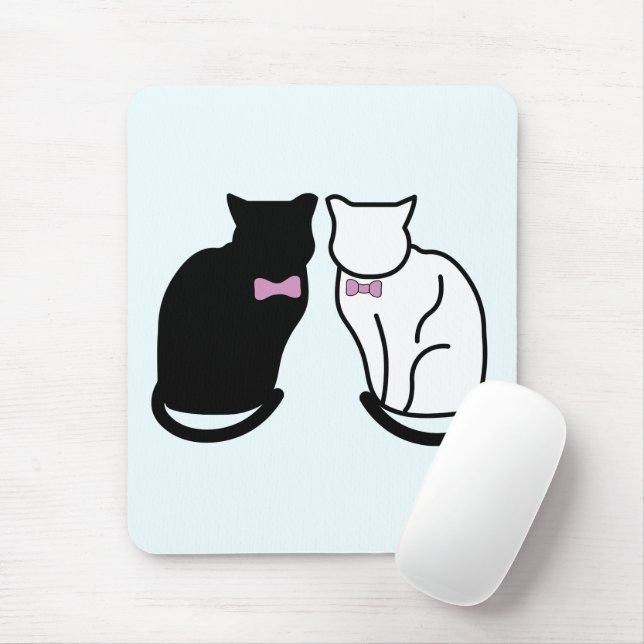 Black and White Cat Mouse Mat (With Mouse)