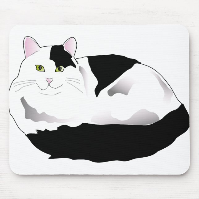 Black and White Cat Mouse Mat (Front)