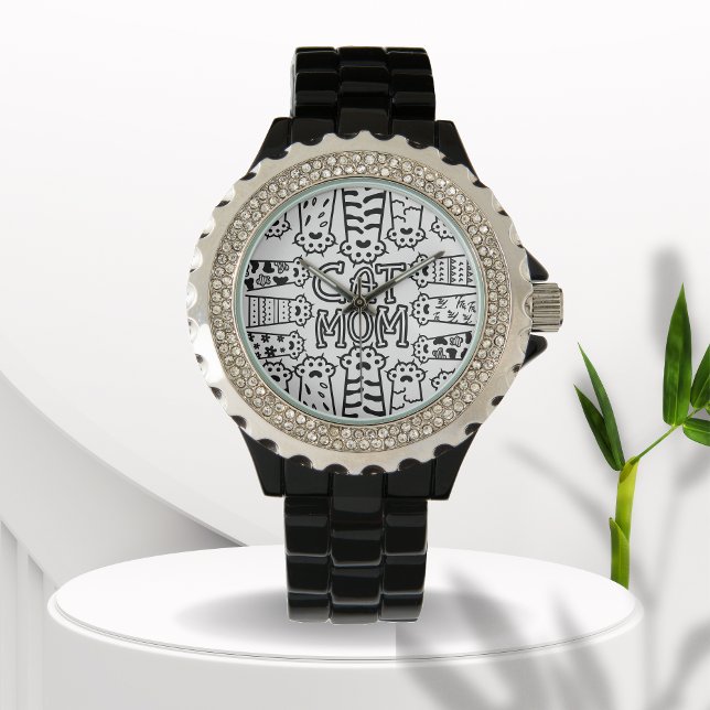 Black and white cat mum with cat paws watch (Creator Uploaded)