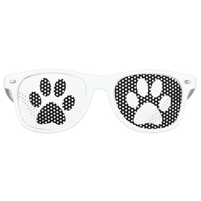 Black and White Cat Paw Retro Sunglasses (Front)