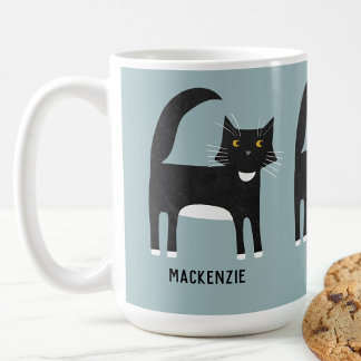 Black and White Cat Personalised Coffee Mug