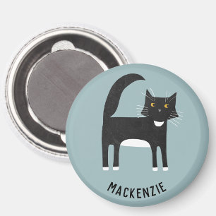 Black and White Cat Personalised Magnet