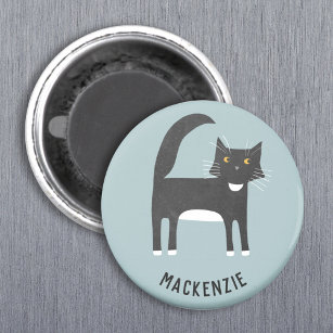 Black and White Cat Personalised Magnet