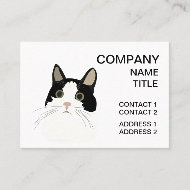 Black and White Cat Pet Care Business Card (Front)