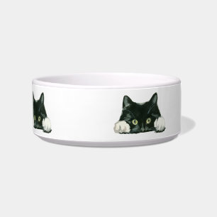 black and white cat pet food bowl dish