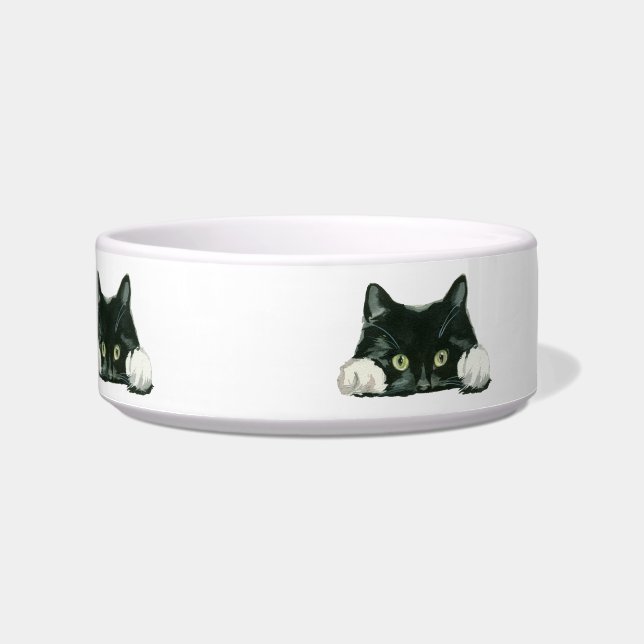 black and white cat pet food bowl dish (Front)