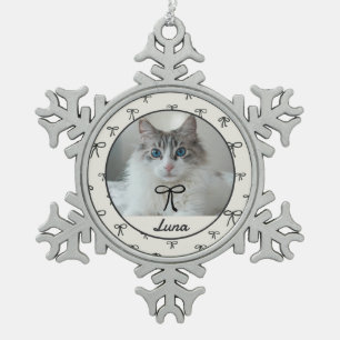 Black and White Cat Photo Snowflake Ornament
