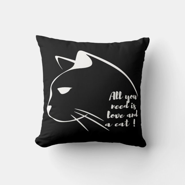 Black And White Cat Pillow (Front)