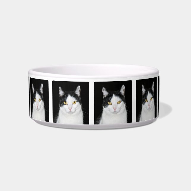Black and White Cat Portrait Bowl (Front)