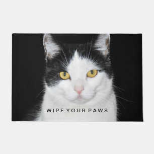 Black and White Cat Portrait Doormat