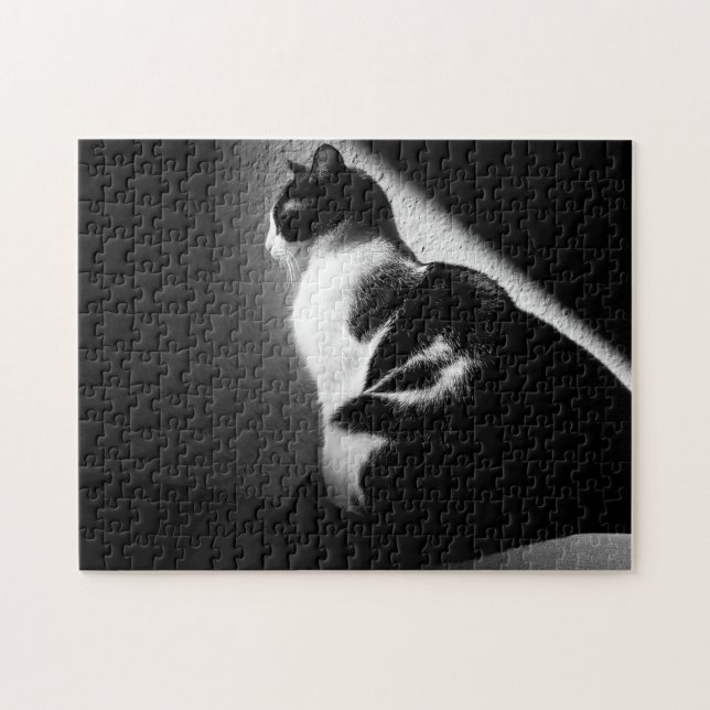 Black and White Cat Portrait Jigsaw Puzzle (Horizontal)