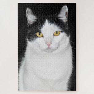 Black and White Cat Portrait Jigsaw Puzzle