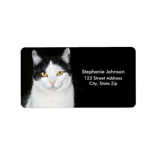 Black and White Cat Portrait Label (Front)