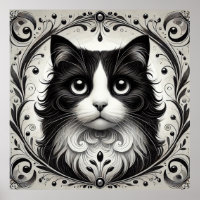  Black and White Cat Portrait