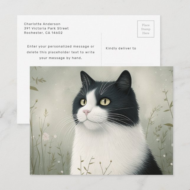 Black and White Cat Postcard (Front/Back)