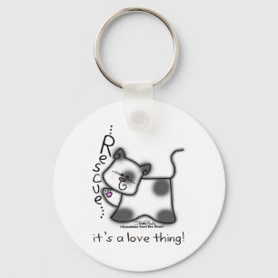 Black and white cat RESCUE...it's a love thing! Key Ring
