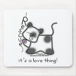 Black and white cat RESCUE...it's a love thing! Mouse Mat
