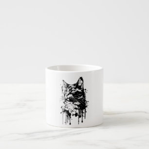 Black and White Cat Splash Espresso Cup