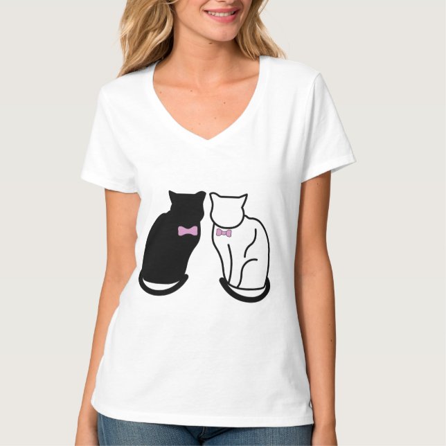 Black and White Cat T-Shirt (Front)
