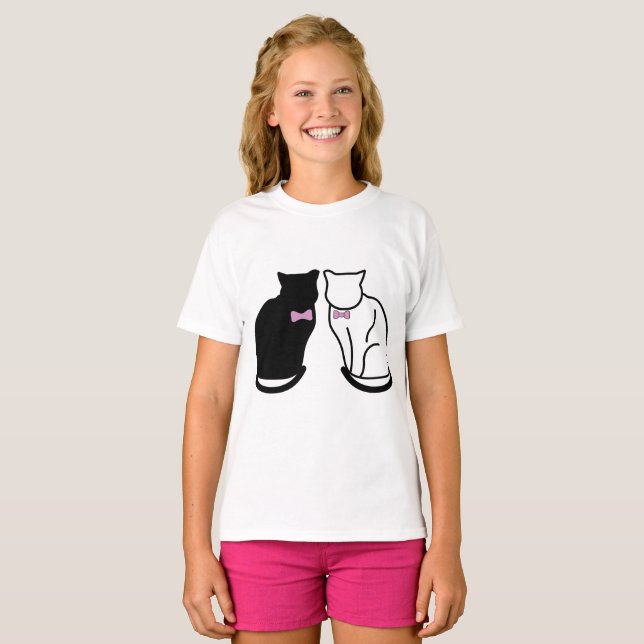 Black and White Cat T-Shirt (Front Full)