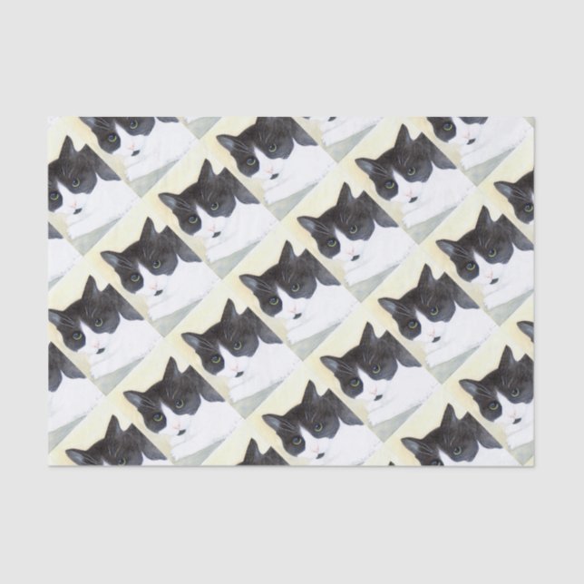 Black and White Cat Tissue Paper (Front)