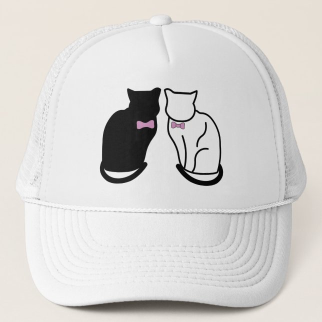 Black and White Cat Trucker Hat (Front)