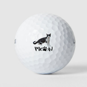 Black and White Cat Tuxedo Cat Meow for  Dad Mum  Golf Balls