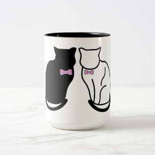 Black and White Cat Two-Tone Coffee Mug