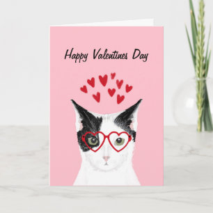 Black and White Cat Valentines Love Card