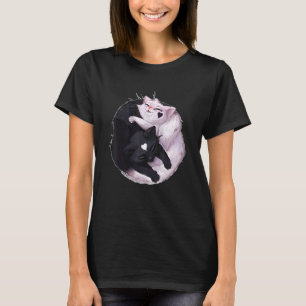 Black And White Cat Yin Yang Animal T-Shirt