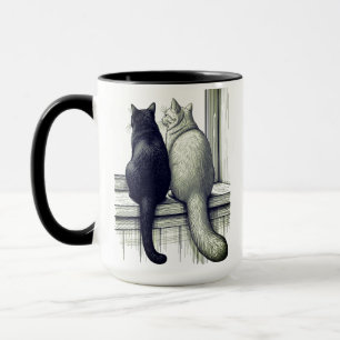 Black and White Cats at the Window Mug