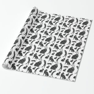 Black and White Cats Birthday Wrapping Paper