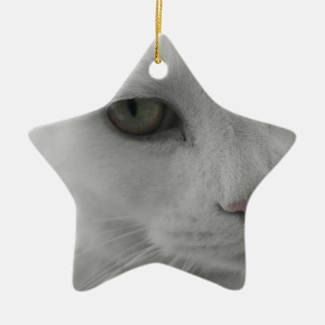 Black and white cats face ceramic tree decoration (Front)