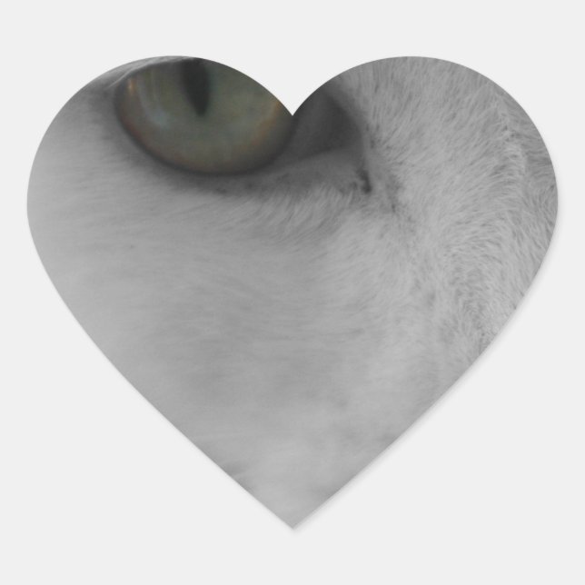 Black and white cats face heart sticker (Front)