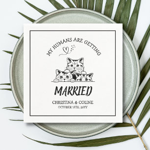 Black and White Cats Modern Fun Simple Weddings   Napkin
