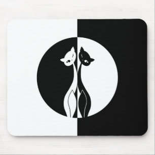 Black and White Cats Mouse Mat