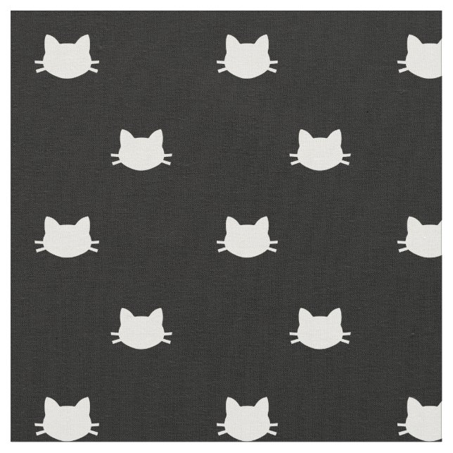 Black and White Cats Pattern Fabric (Close Up)