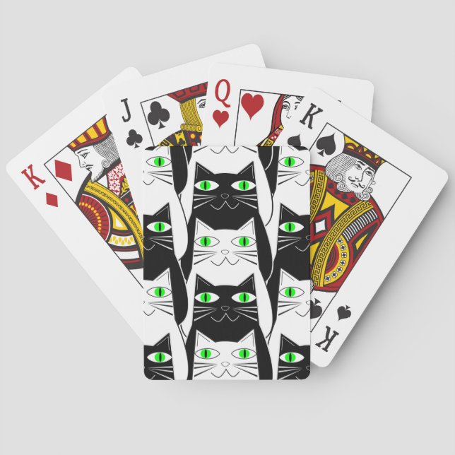 Black and White Cats Playing Cards (Back)