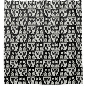 Black and White Cats Shower Curtain