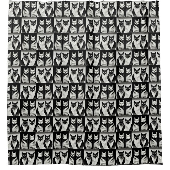Black and White Cats Shower Curtain (Front)