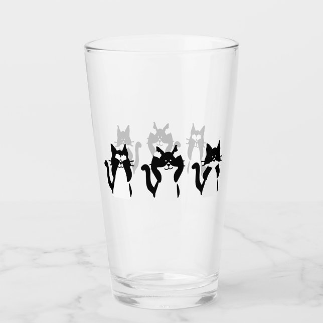 Black and White Cats | Three Wise Kitties Glass (Front)