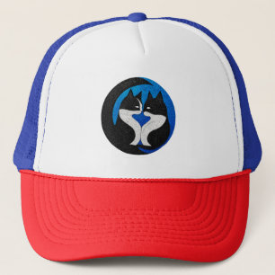 Black and white cats trucker hat