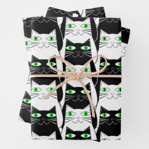 Black and White Cats Wrapping Paper Sheet