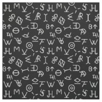 Black and White Cattle Brands Fabric