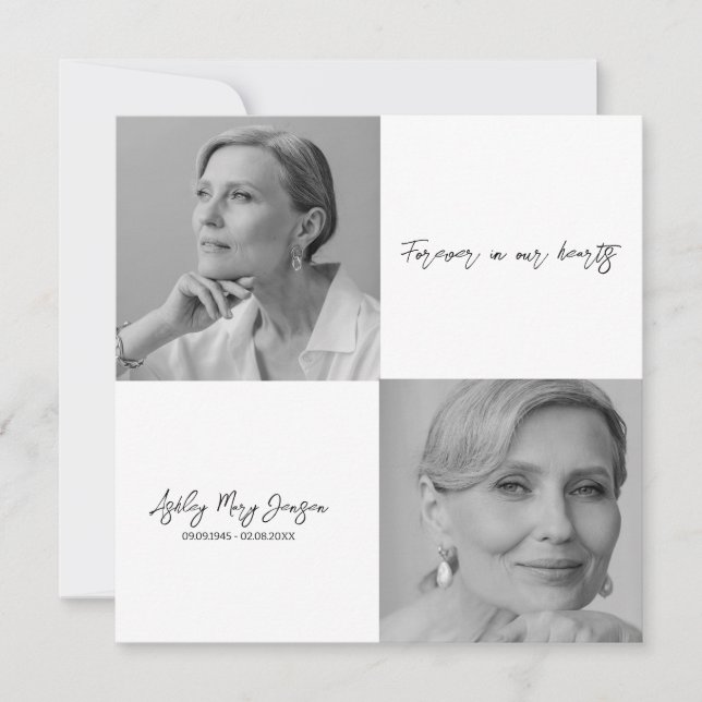 Black and white Celebration of Life Photo Funeral Invitation (Front)