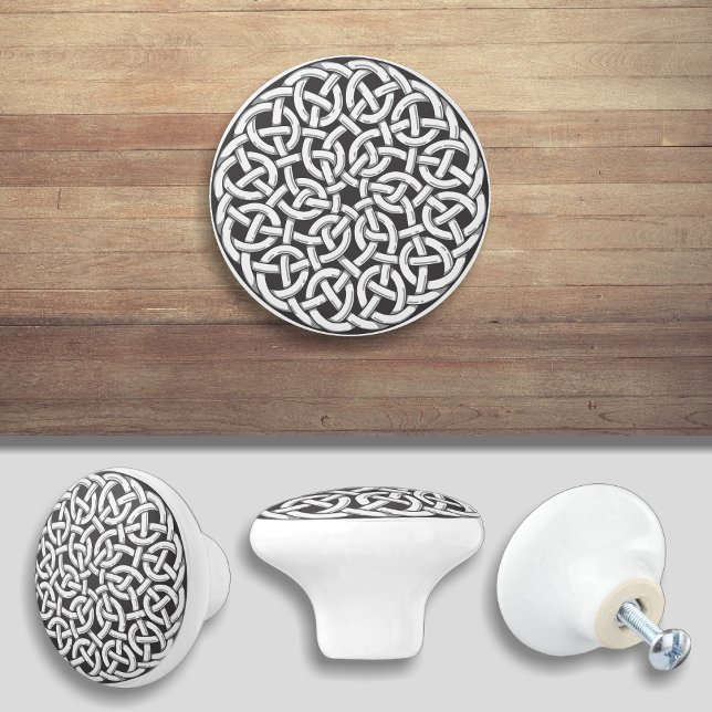 Black and White Celtic Cabinet Drawer Furniture Ceramic Knob (Creator Uploaded)