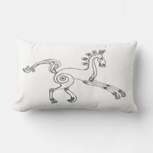 Black and white celtic horse lumbar cushion