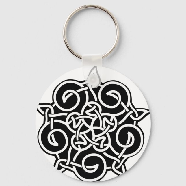 Black And White Celtic Knot Key Ring (Front)