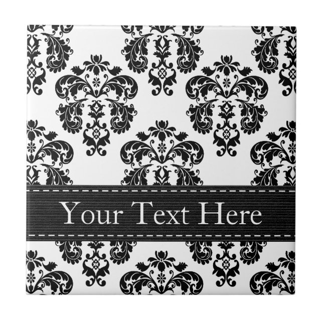 Black and White Ceramic Tile Trivet (Front)