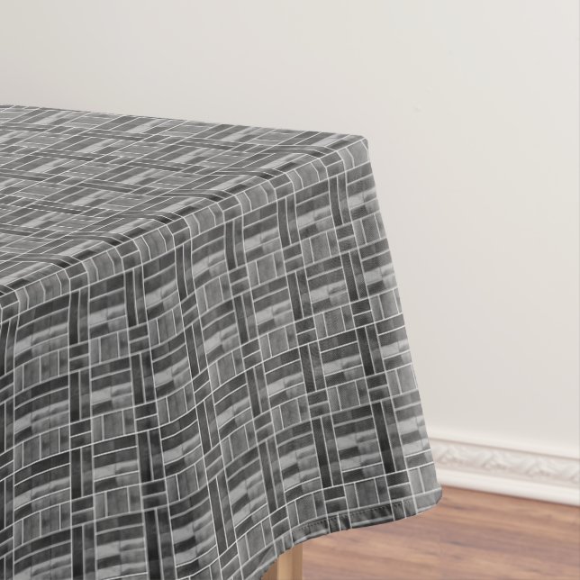 Black and white ceramic tiles look pattern tablecloth (In Situ)